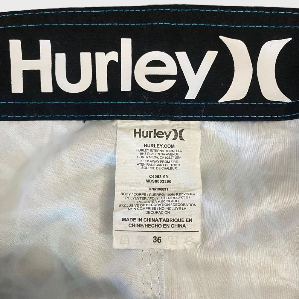 Hurley Force Core Board Shorts Men's 36 Blue Lagoon Adjustable Waist Surf Swim